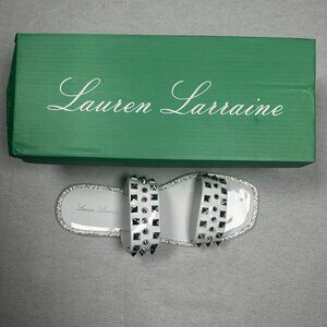 Lauren Lorraine Studley 2-Strap Flat Sandal White Women's 8 NEW